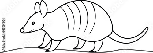 Vector Art of Armadillo Strolling on a Dusty Path for Kids to Color 