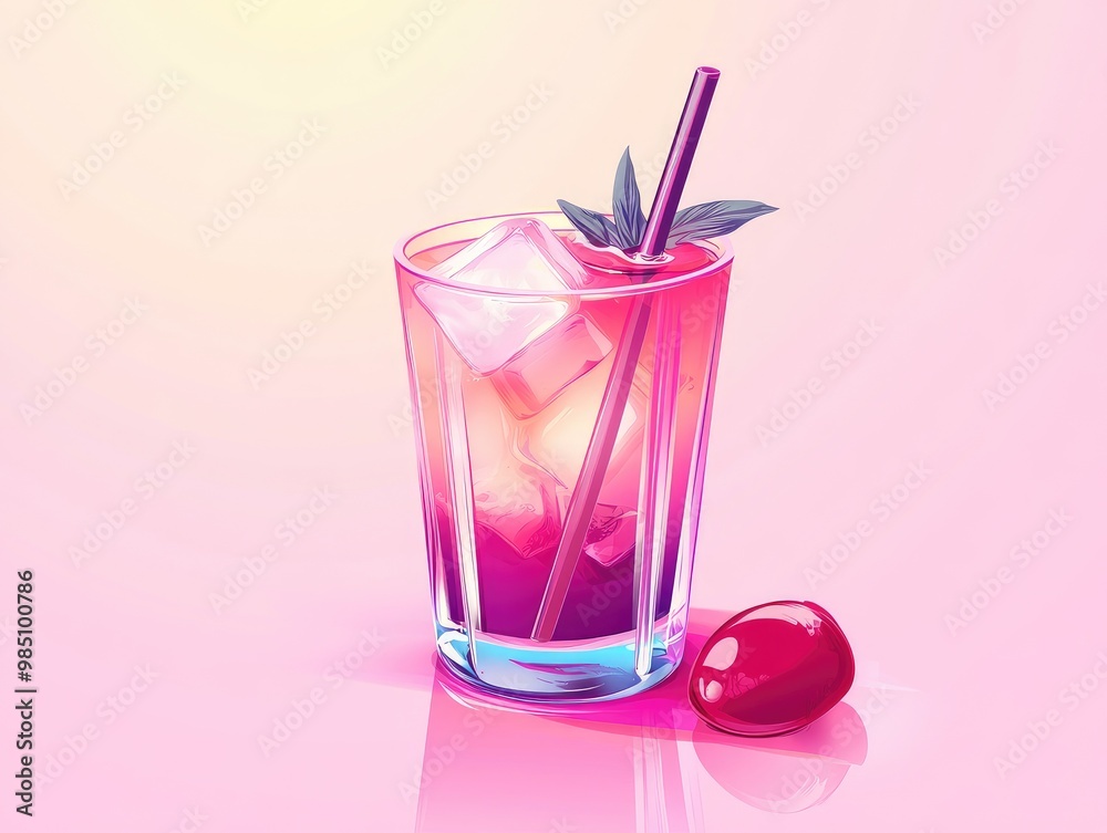 pink cocktail with ice pink cocktail with ice