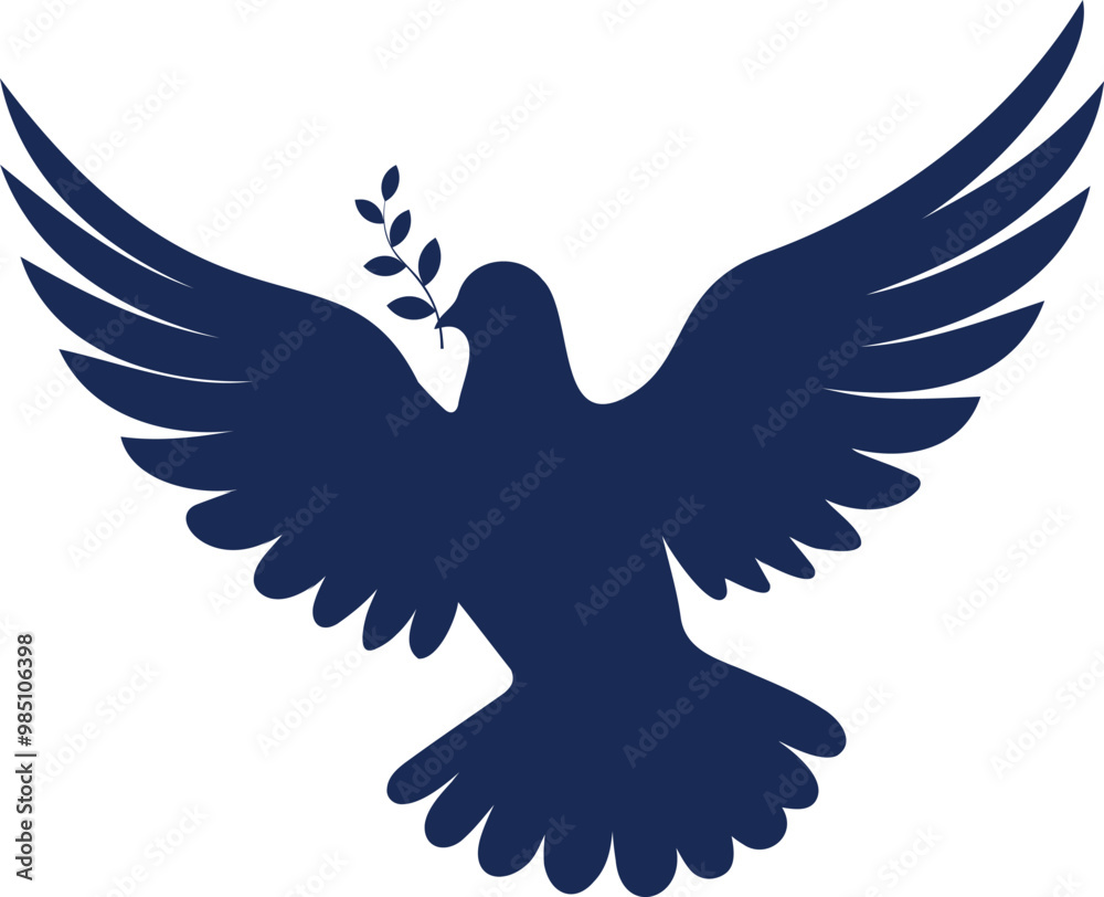 Obraz premium Peace dove in flight flat blue icon logo design on transparent background. Symbol of peace and freedom, anti war emblem 