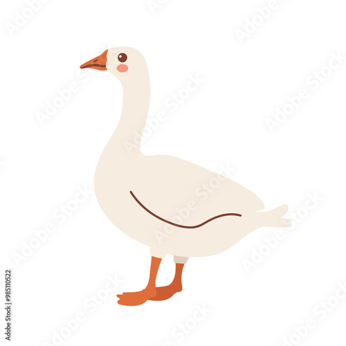 Cute illustration of a goose on a white background