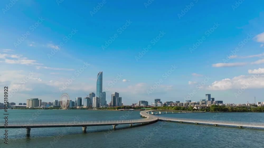 Atmospheric city time-lapse photography Jinji Lake real shot video Atmospheric city time-lapse photography Jinji Lake real shot video