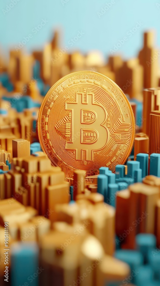 A 3D animation of gold and cryptocurrency mining processes occurring ...