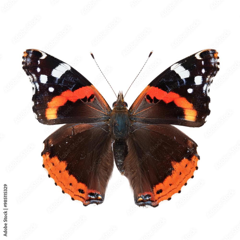 Fototapeta premium Red Admiral butterfly on black