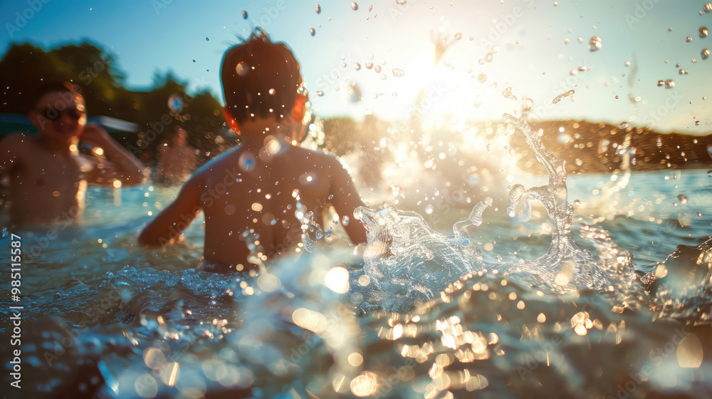 Children swim in water. Little boys splashing in pool. Happy children relaxing at sea. Art focus Children swim in water. Little boys splashing in pool. Happy children relaxing at sea. Art focus