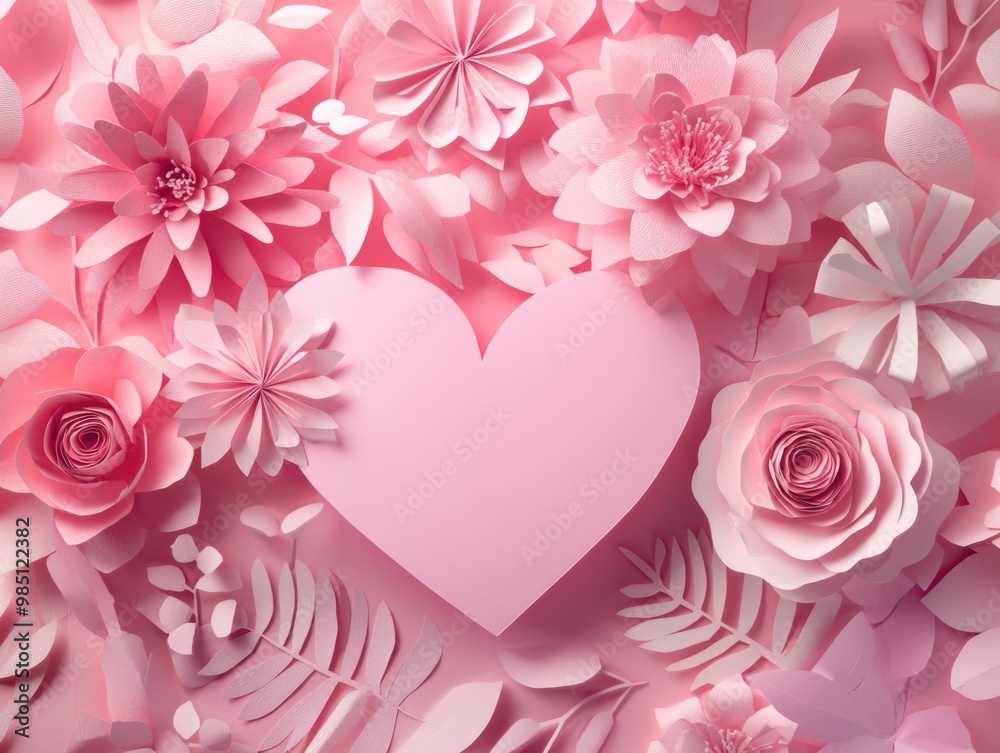 Crafted Paper Heart Bouquet with Flowers Crafted Paper Heart Bouquet with Flowers
