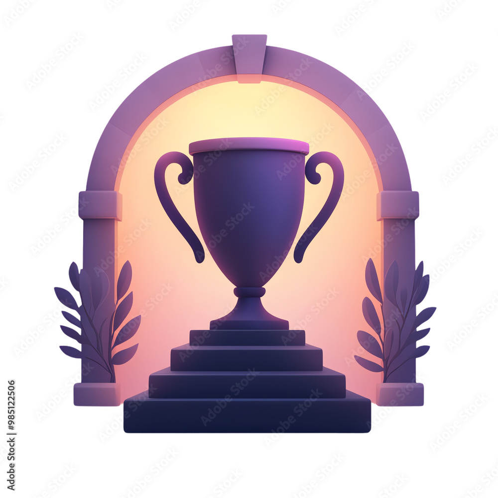 Stylized trophy, elegant design, glowing background. transparent background Stylized trophy, elegant design, glowing background. transparent background
