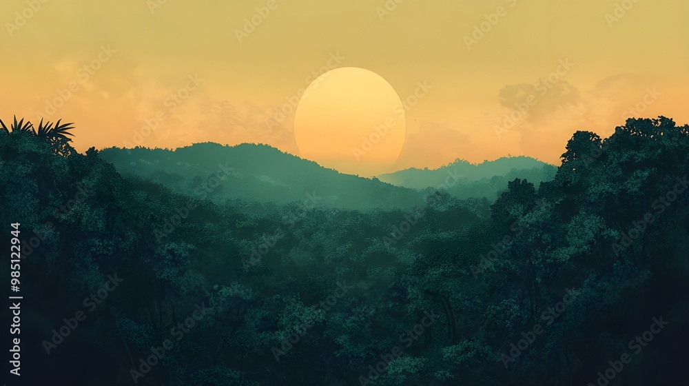 Obraz premium Captivating sunset view over rolling hills wallpaper image