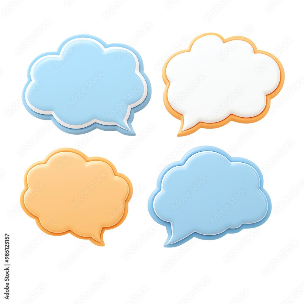 Four colorful speech bubbles, white isolate background. transparent background Four colorful speech bubbles, white isolate background. transparent background
