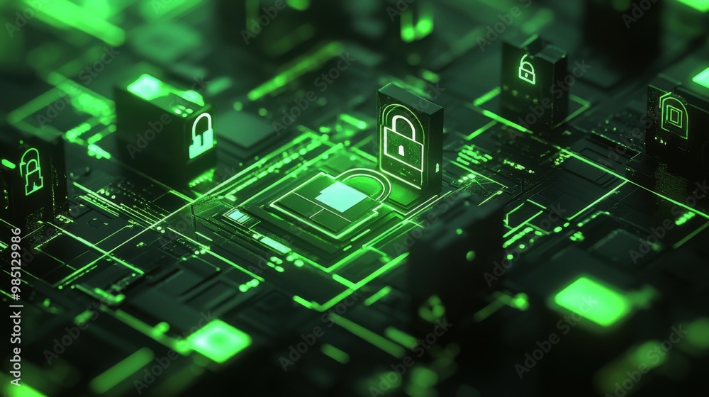 The concept of Digital Voting Security in black and neon green colors The concept of Digital Voting Security in black and neon green colors