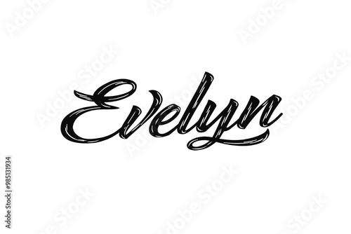 The name “Evelyn” written in a stylized colorful retro font photo