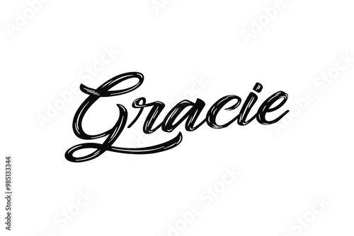 The name “Gracie” written in a stylized colorful retro font photo