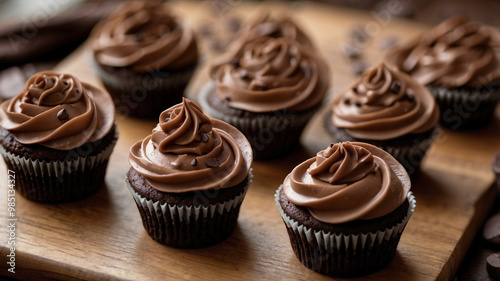 Chocolate Cupcakes with Rich Frosting and Chocolate Chips