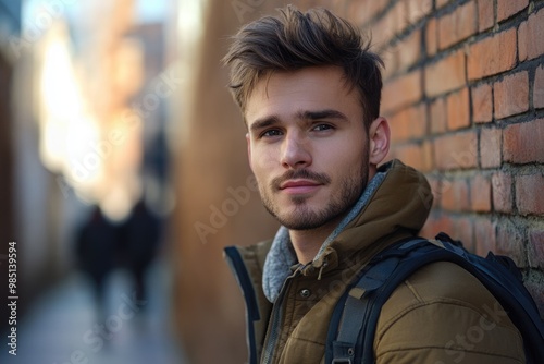 Young attractive man in urban background  Young attractive man in urban background photo