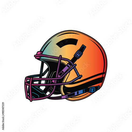 American football helmet. Original vector illustration in vintage style.