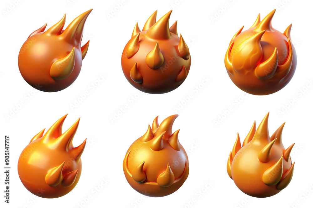 PNG fireball 3d collection, in cartoon style minimal on transparent, white background, isolate PNG fireball 3d collection, in cartoon style minimal on transparent, white background, isolate