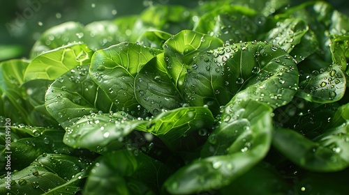 Close-Up of Dewy Green Leaves: A Fresh Perspective on Nature