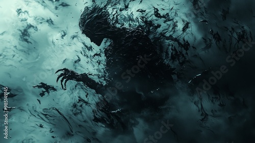 Eerie 3D Render of Vengeful Spirit Hovering over Haunting Battlefield of the Past