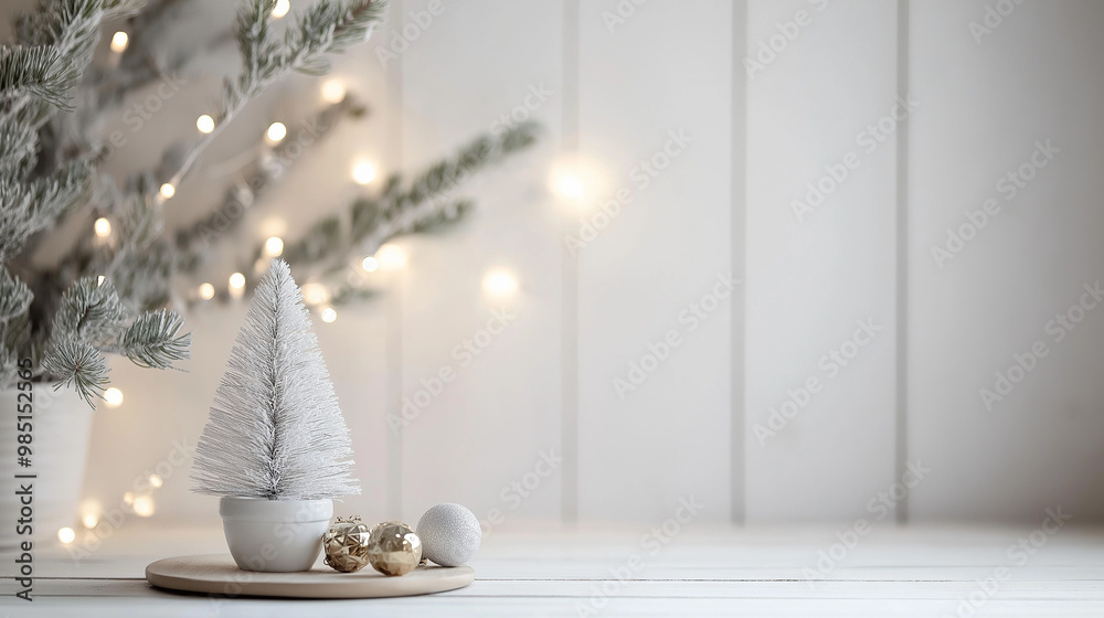 Scandinavian-inspired Christmas decor with a small white tree, candles, and wooden elements, creating a warm and simple holiday ambiance. Scandinavian-inspired Christmas decor with a small white tree, candles, and wooden elements, creating a warm and simple holiday ambiance.