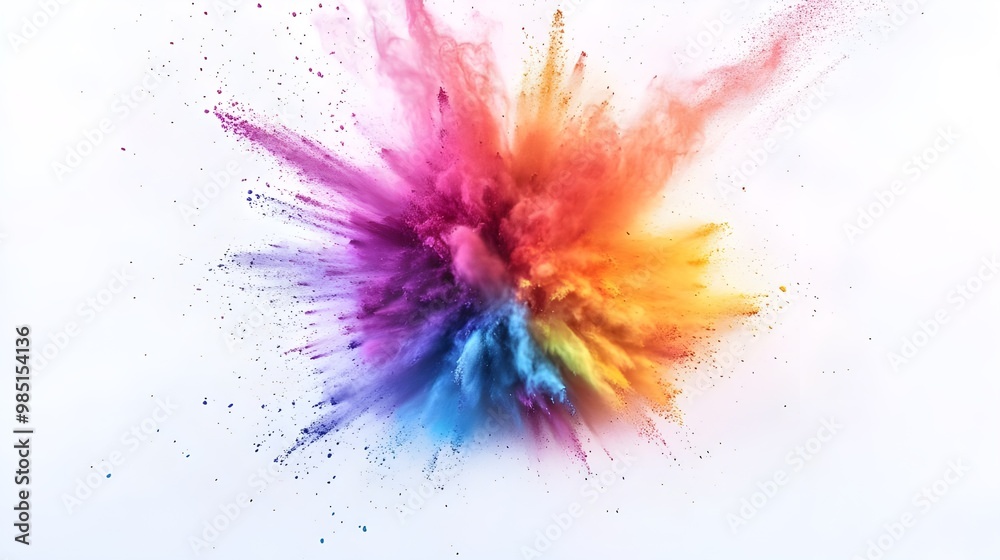Stunning explosion of rainbow-colored powder filling background image Stunning explosion of rainbow-colored powder filling background image
