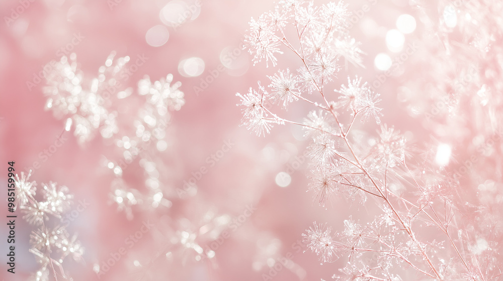 Soft pink winter background with frosted branches and a gentle pastel glow, evoking the beauty of a serene winter wonderland. Soft pink winter background with frosted branches and a gentle pastel glow, evoking the beauty of a serene winter wonderland.