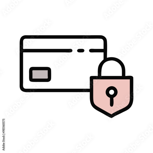 Colorful credit card with a pink padlock symbolizing secure payment in a modern design