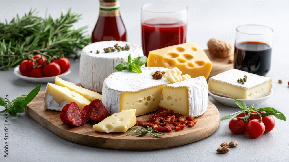 Gourmet Cheese Platter with Accompaniments and Drinks Gourmet Cheese Platter with Accompaniments and Drinks