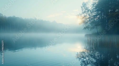 serene lake in the early morning