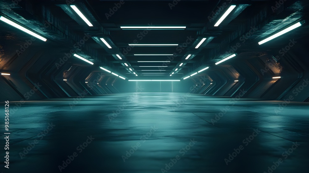3D image of an alien garage in darkness image 3D image of an alien garage in darkness image