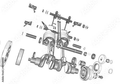 Various engine parts. Lots of parts.