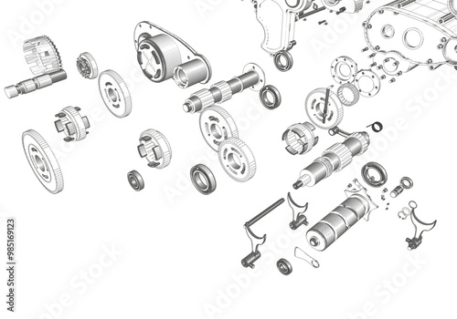 Various engine parts. Lots of parts.