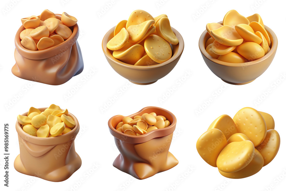 PNG potato chips 3d collection, in cartoon style minimal on transparent, white background, isolate
PNG potato chips 3d collection, in cartoon style minimal on transparent, white background, isolate