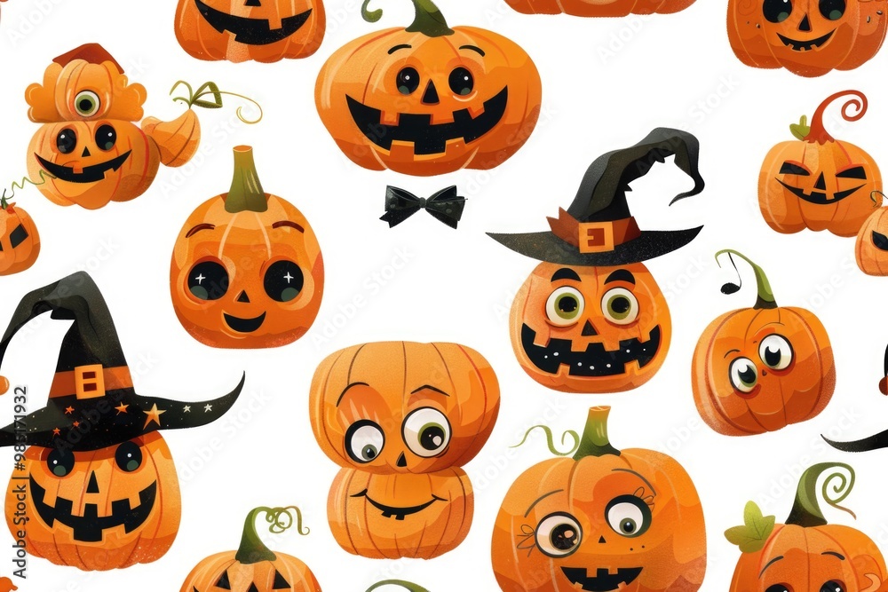 Playful halloween pumpkin seamless pattern for festive design and decoration. AI Playful halloween pumpkin seamless pattern for festive design and decoration. AI