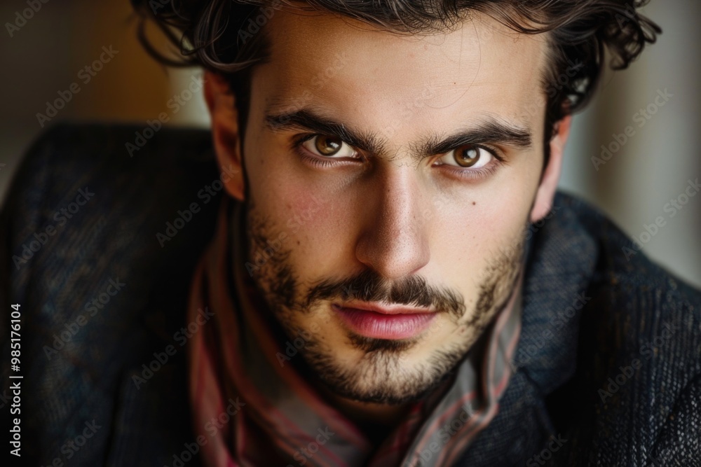 Captivating portrait of a thoughtful italian individual with intense gaze AI Captivating portrait of a thoughtful italian individual with intense gaze AI