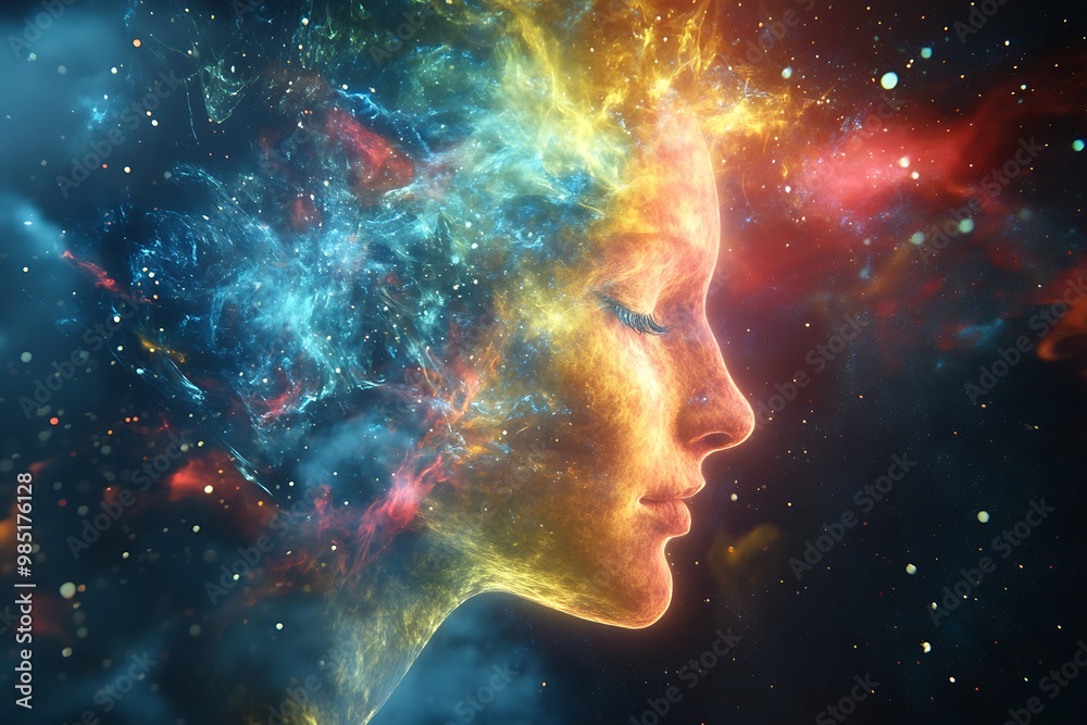 Abstract Cosmic Woman, Psychedelic, Colorful, Spiritual Abstract Cosmic Woman, Psychedelic, Colorful, Spiritual