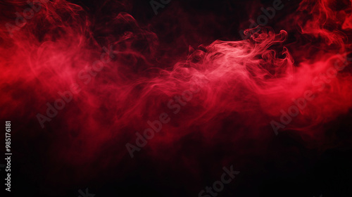 Abstract backdrop Cloud of red smoke on a black isolated background. soft mystery horror design, spooky background texture concept