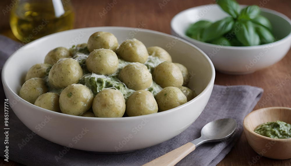 creamy pesto gnocchi in a bowl creamy pesto gnocchi in a bowl