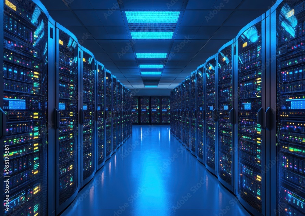 Server room interior in datacenter Server room interior in datacenter