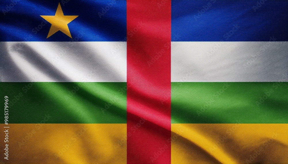 Obraz premium 中央アフリカの国旗(waving national flag of Central African Republic.) 