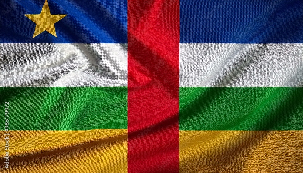 Obraz premium 中央アフリカの国旗(waving national flag of Central African Republic.) 