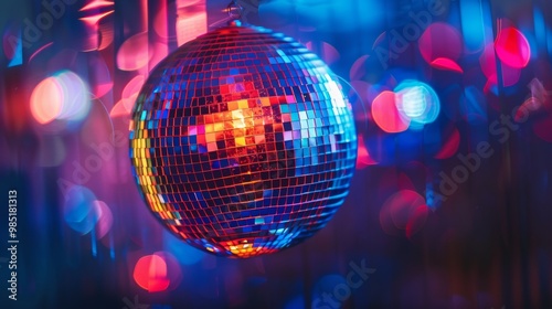 disco ball with neon lights