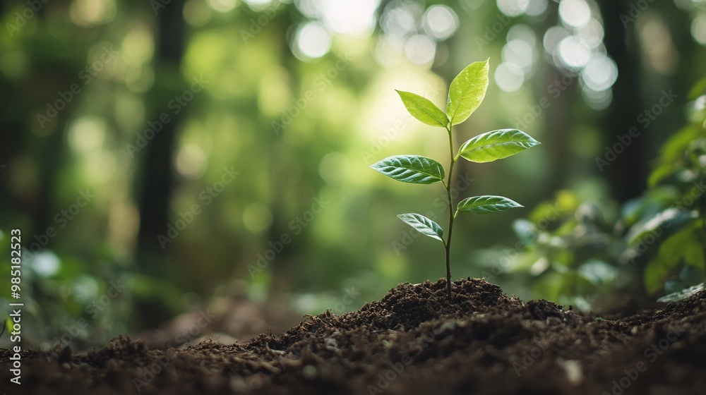 A Young Sapling Emerging from the Forest Floor A Young Sapling Emerging from the Forest Floor