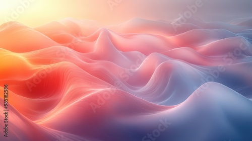 A serene abstract landscape features flowing waves in warm and cool tones, suitable for backgrounds, digital art, or calming designs in wellness and relaxation themes,