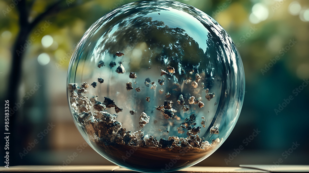 The World Within: A mesmerizing glass sphere, filled with an ethereal world of shimmering gold particles and a background of soft greens, evokes a sense of wonder and mystery. The World Within: A mesmerizing glass sphere, filled with an ethereal world of shimmering gold particles and a background of soft greens, evokes a sense of wonder and mystery.