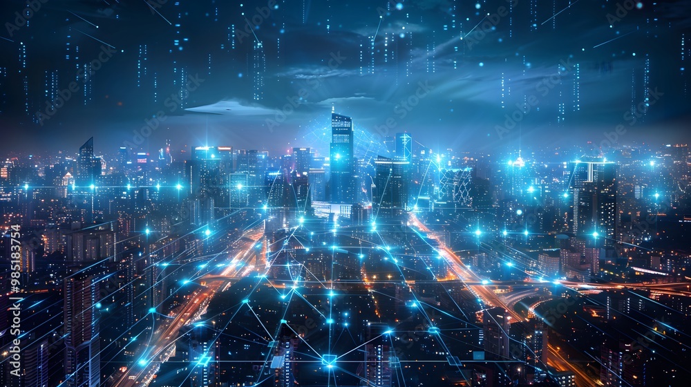 Obraz premium AI building cities on planet.