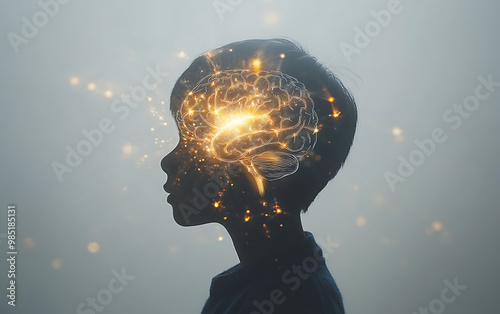 an illuminated brain symbolizing the power of mental health and intelligence in children