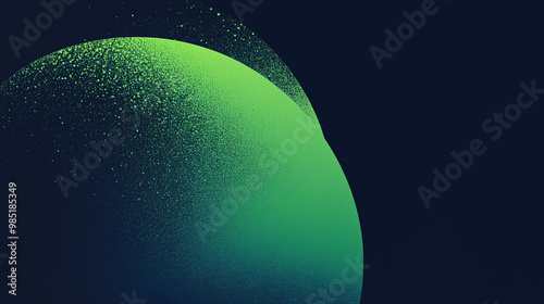 Glowing green light patten black background grainy gradient noise texture poster banner backdrop abstract design, power point background 