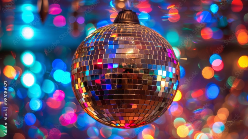 disco ball with neon lights disco ball with neon lights
