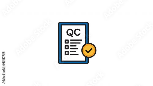 QC paper list and check mark animation on 4K white background