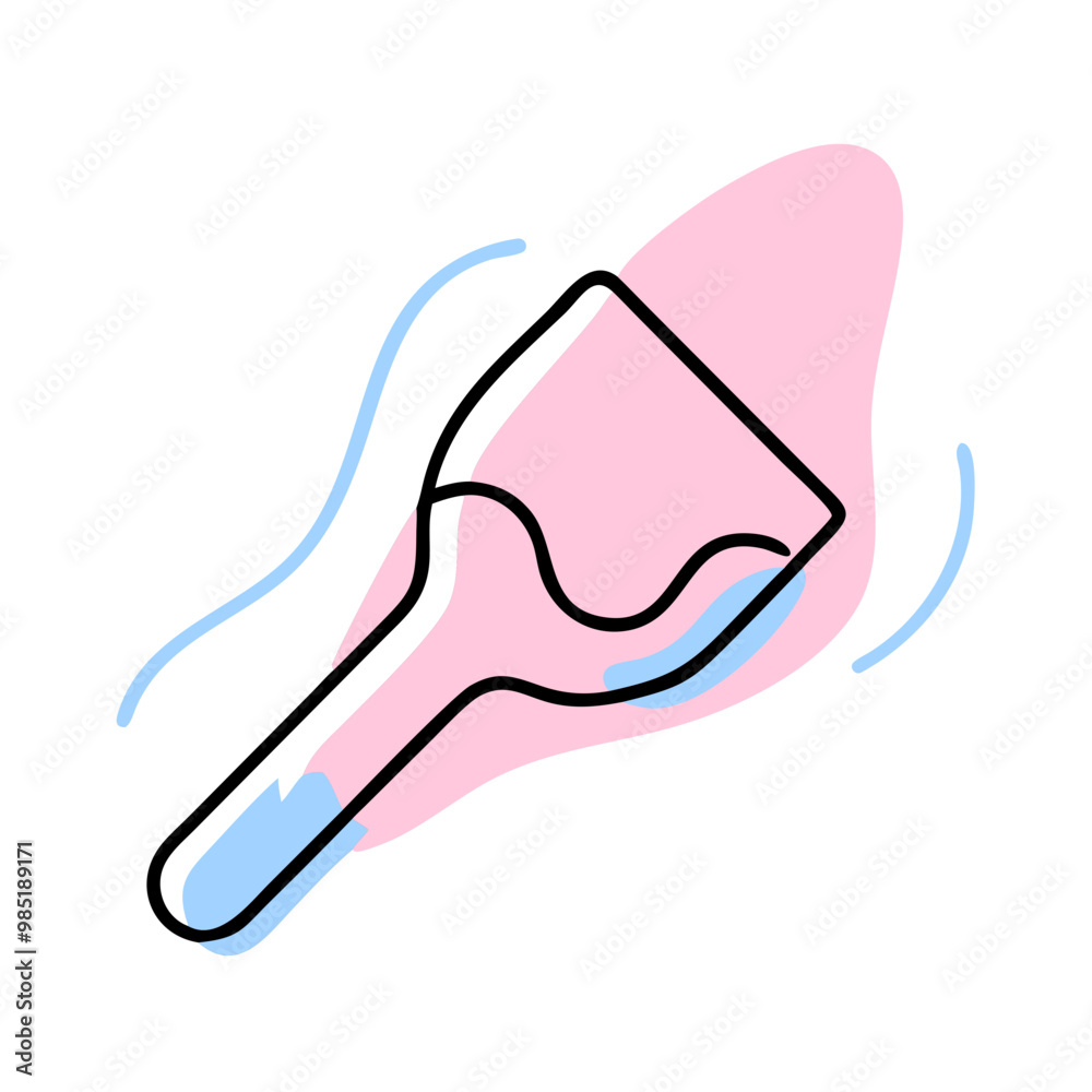 Obraz premium A pink brush with a blue handle. The brush is used for painting