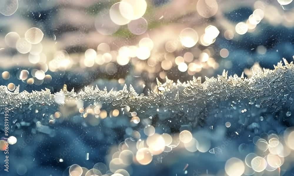 A snow covered landscape with a lot of snowflakes 4K Video